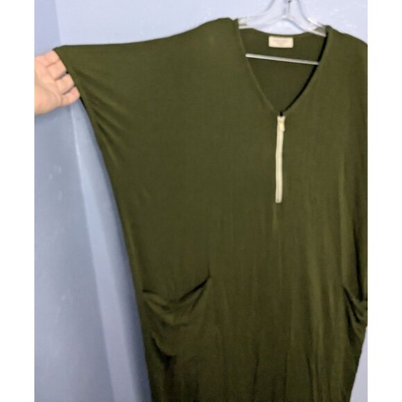 Dwell + Slumber Olive Green V-Neck Caftan Dress Pockets Half-Zip XL sz 18 - Picture 6 of 12